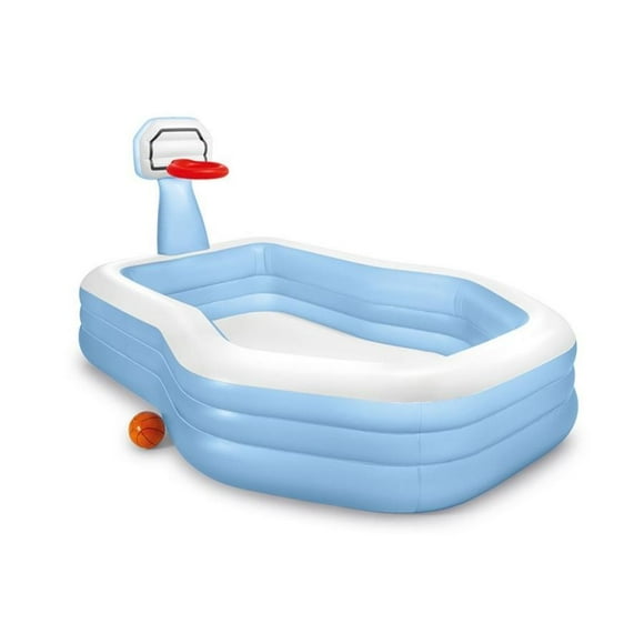 Intex - Children's Pool With Basketball Basket, 100 '' x 74 '' x 51 '', Ball Included, Blue
