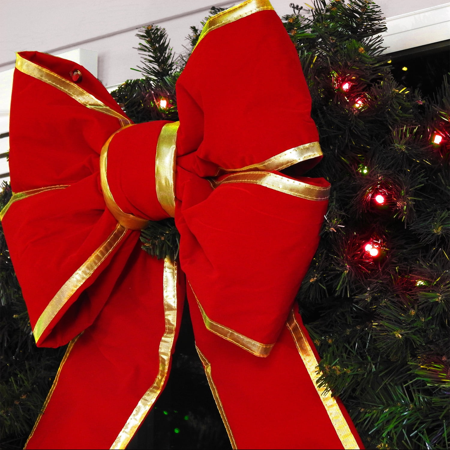 HOLIDYNAMICS Outdoor Velveteen Ribbon for Wreaths & Garlands, 18in Red Bow