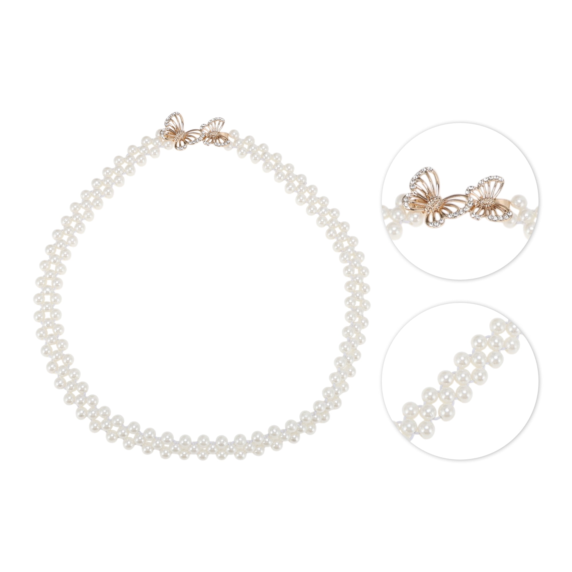 Unique Bargains Stylish Adjustable Waist Belt in Beige [Double Butterfly]
