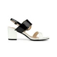 thumbnail image 3 of BLISSFUL STEP Valentine's Slingback Sandals Contrast Color Chunky Heel Big Circle Buckle Sandals White Black 5, 3 of 7