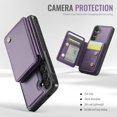 thumbnail image 3 of Case Designed for Samsung Galaxy S25 Plus, Classic RFID Blocking Detachable Magnetic Card Slots Kickstand Durable Shockproof Protective Magnetic Buckle 2 In 1 Case for Galaxy S25 Plus - Purple, 3 of 11
