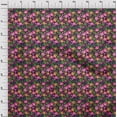 thumbnail image 3 of oneOone Cotton Jersey Black Fabric Leaves & Flower Floral Dress Material Fabric Print Fabric By The Yard 58 Inch Wide, 3 of 4