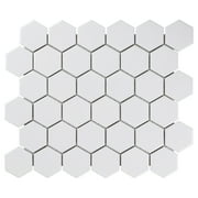 SomerTile Metro Hex 2" Glossy White 11 -1/8 in. x 12-5/8 in. x 6 mm Porcelain Mosaic Floor and Wall Tile (9.96 sq.ft /Case)