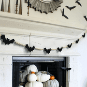 DAZONGE Decorations Indoor / Outdoor, Wood Felt Bats Bead Garland Banner for Decor, Farmhouse Decorations for Fireplace Mantle Walls