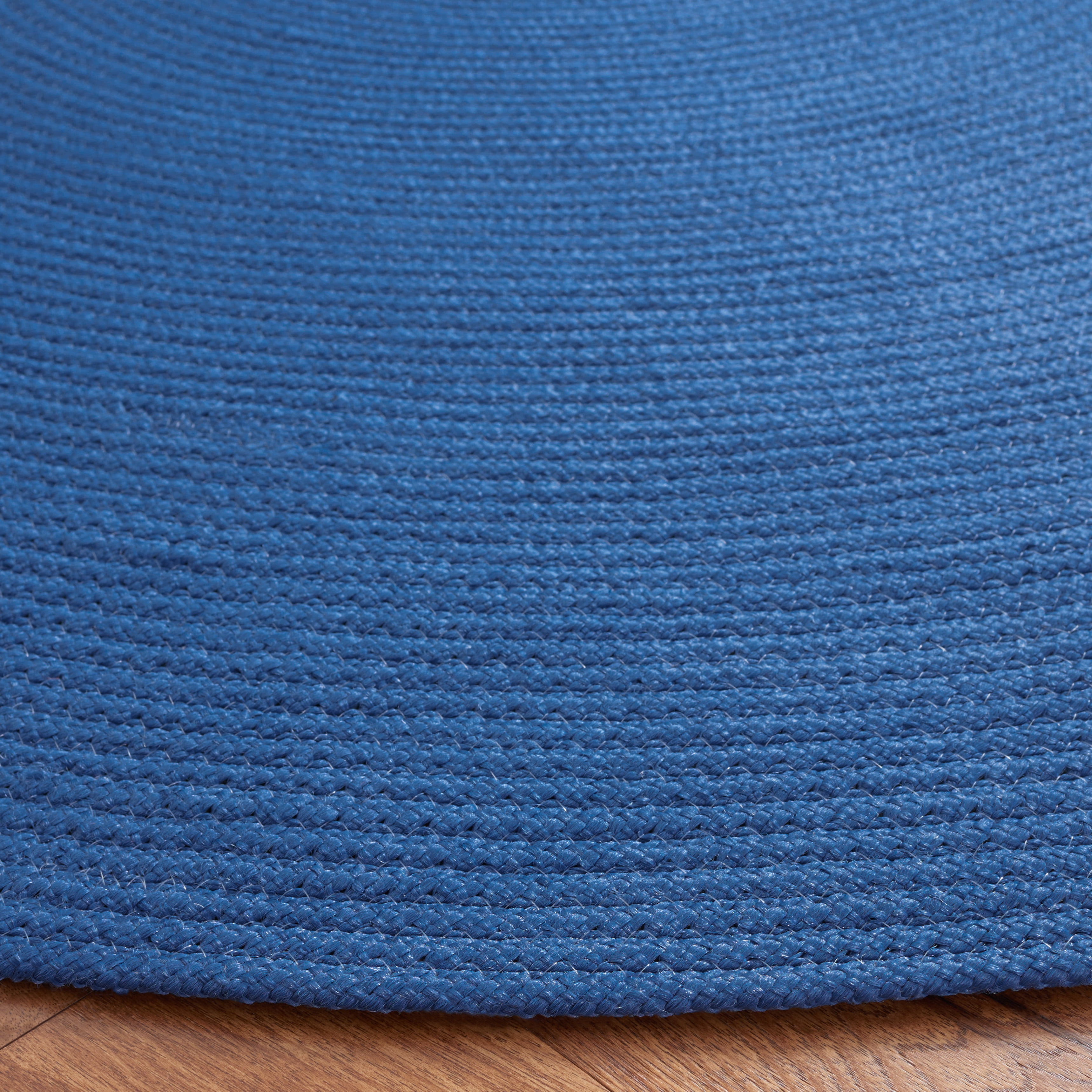 SAFAVIEH Braided Kader Solid Reversible Area Rug, Blue, 4' x 4' Round