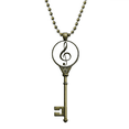 thumbnail image 1 of Collier Pendentif Clé Noire Musicale Triple Blanc avec Chaîne Ornée, 1 of 3