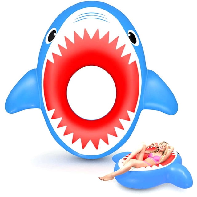 Flotadores inflables para piscina, juguetes inflables para piscina de playa de verano, cama flotante suave y duradera para nadar con tiburones