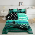 thumbnail image 2 of Camouflage American Flag Bedding Sets, Camo Aircraft Bedding Room Decor, Stars Stripes Flag Duvet Insert Army Blue Soft Lightweight Airplane Bed Set 2Pcs, 2 of 6