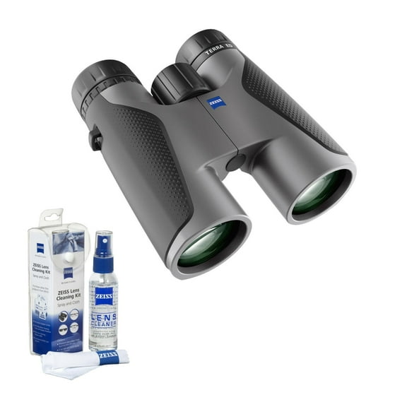 Zeiss Terra ED 10x42 Binoculars (Gray) Bundle with Lens Care Kit