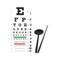 thumbnail image 1 of Tabla de pared para examen optométrico (22,05" x 10,24"), decorativa de PVC, con oclusor y puntero, ideal para escuelas, oficinas, hospitales y estudiantes. Oclusor de ojo negro, 1 of 9