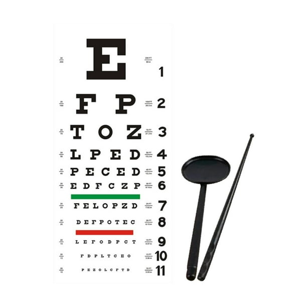 Tabla de pared para tabla optométrica de 22,05" x 10,24" de PVC decorativa para examen de la vista con oclusor y Oclusor de ojo negro
