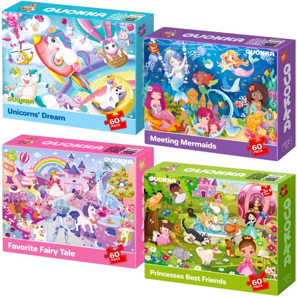 Set de rompecabezas QUOKKA Unicorn Princess Animals para niños de 4 a 8 años