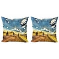 thumbnail image 1 of Ambesonne Travel Throw Pillow Cover 2 Pack, Motorcycles Countryside, 16", Multicolor, 1 of 6