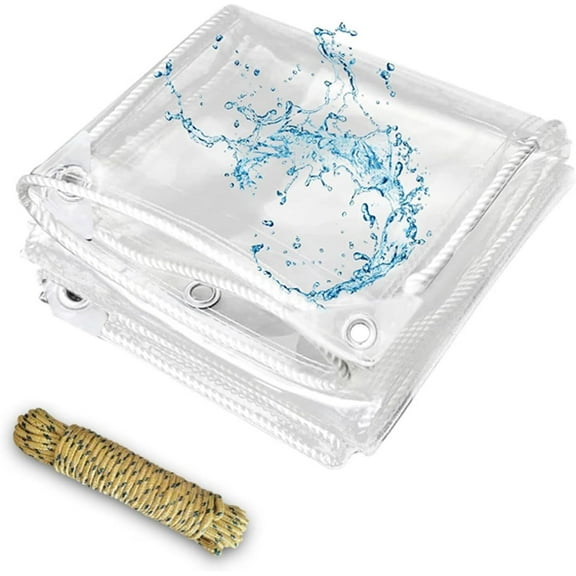 Clear Waterproof Tarp 10x10 ft PVC Vinyl Tarpaulin Canopy Patio Tent Enclosure