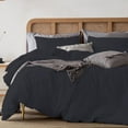 thumbnail image 4 of 1 Pcs Duvet Cover 100% Egyptian Cotton 1000 Thread Count with Zipper Closure & Corner Ties - Oversized Queen Size (98" x 98") Inch, Black Solid, 4 of 5