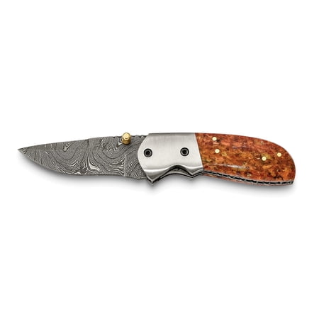 Lux by Jere Damascus Steel 256 Layer Folding Compressed Red Coral Chips Handle Knife