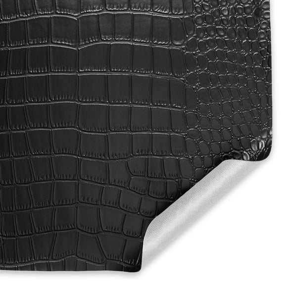 Ottertex® Vegan Alligator Leather PVC Waterproof Polyester Stretch Abrasion Resistant Vinyl Fabric By The Yard For Sewing & Upholstery (Black, 1 Yard)