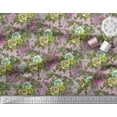 thumbnail image 3 of Soimoi Japan Crepe Satin Fabric Leaves & Grandiflora Roses Floral Print Fabric by the Yard 42 Inch Wide, 3 of 3
