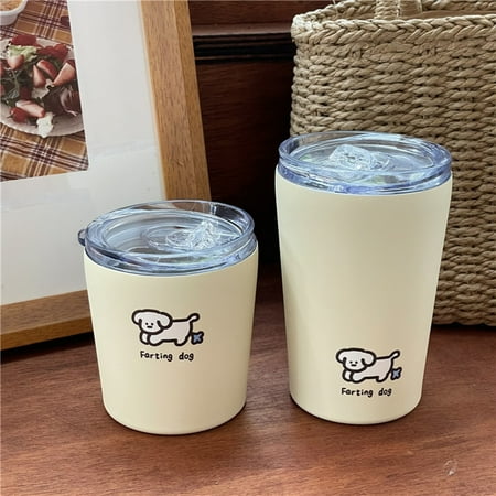 

Hadanceo 240/360ml Insulated Cup Stainless Steel Puppy Pattern Outdoor Coffee Milk Water Bottle with Lid