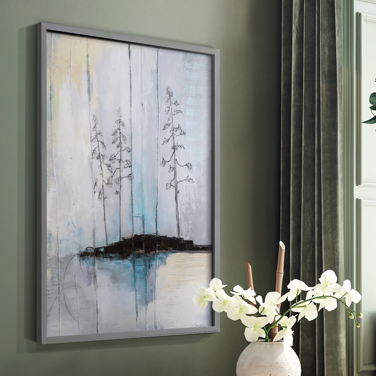 In the Company of Three in Gray Solid Wood 8 x 10 Framed Print