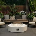 thumbnail image 6 of VENTOPYR Outdoor Propane Fire Pit Coffee Table w Terrazzo White 40.5-inch Round Base Patio Heater, Wind Guard, Transparent Gray Fire Glass, Rain Cover, 6 of 7