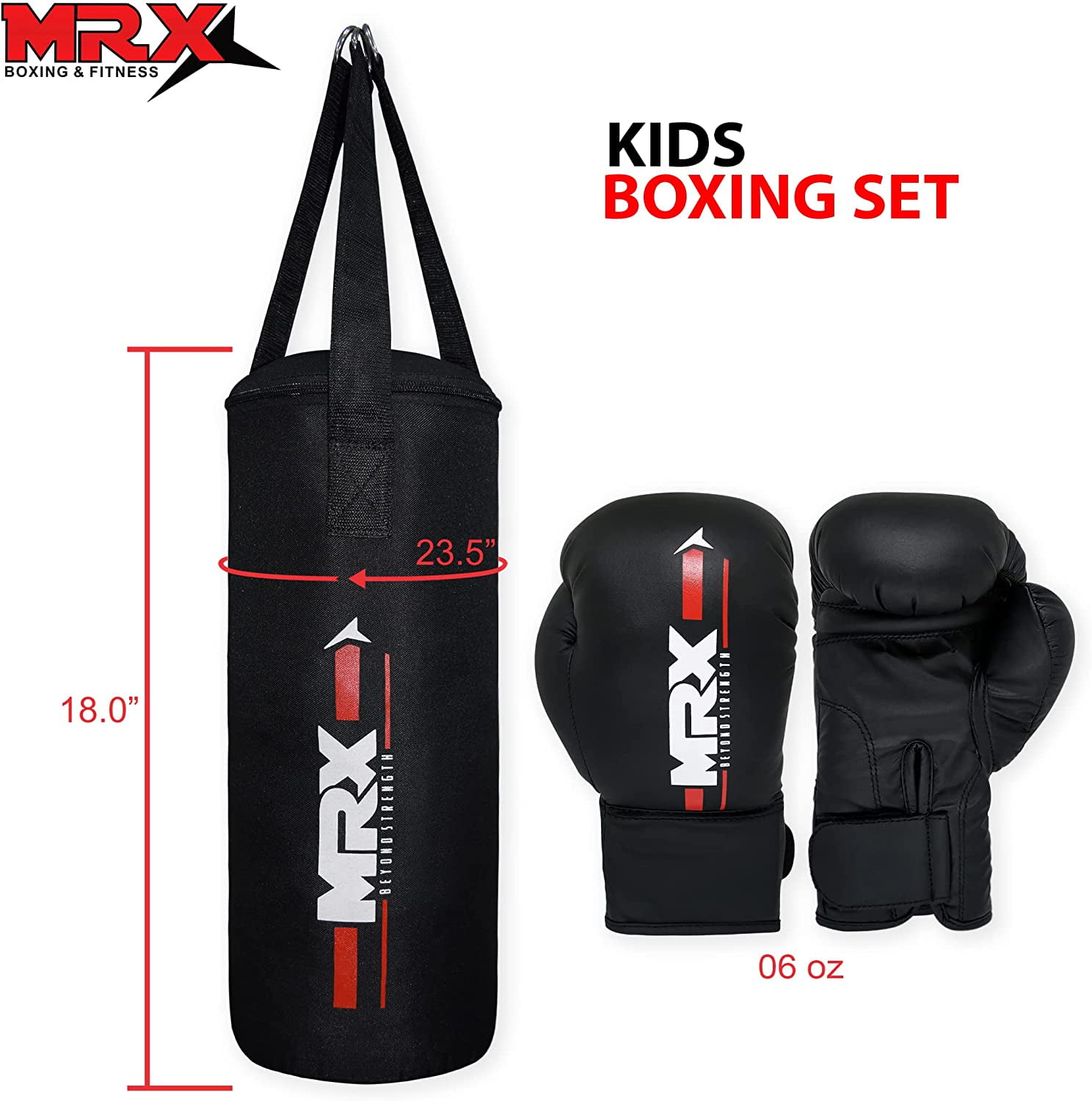 MRX Kids Boxing Training Set of Gloves for Kids 6 oz Boys Girls sparring Punching Bag Youth Junior
