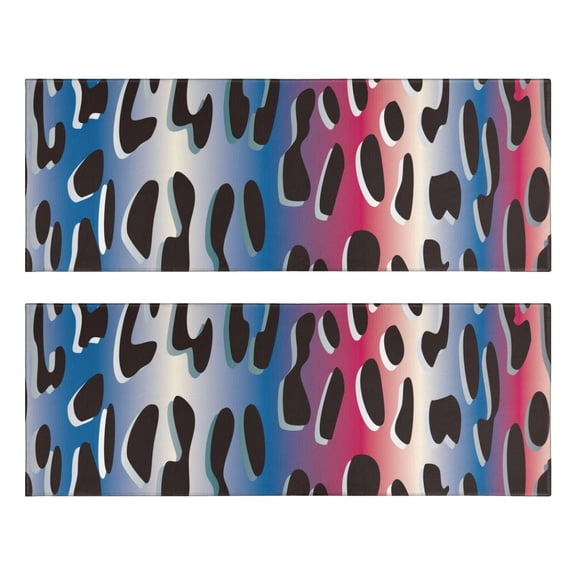 Kitchen Rugs Sets Of 2,Colorful and Black Of Leopard Print Anti Fatigue Kitchen Mat Rugs Non Slip Washable,Decorative Kitchen Floor Mats for Kitchen,Sink,Laundry,17"X47"