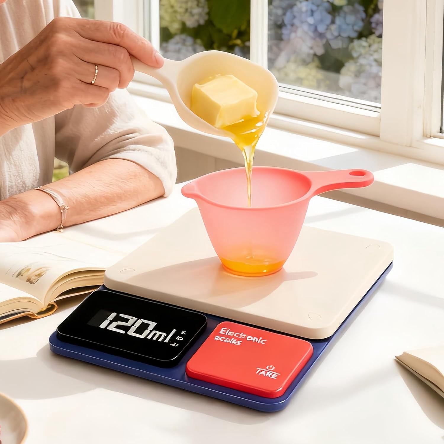 Digital Food Scale - 20.5x15x4cm Digital Kitchen Scale for Baking | 0.1g High Precision Tare Function with LED Display for Home Bakery Restaurant Coffee Bread Meat Seasoning Dessert