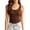 Coffee, variant on Women's Built in Bra Pajama Tank Sleeveless Crew Neck Layering Top Sleep Cami Lightweight for Summer L