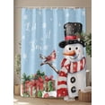 thumbnail image 4 of Light Blue Snowman Christmas Shower Curtain Set, Waterproof Shower Curtains for Bathroom, Winter Snowflake Xmas Gifts Washable Fabric Cloth Bath Curtain for Bathtub Decoration with Hooks 72x78 Inches, 4 of 6