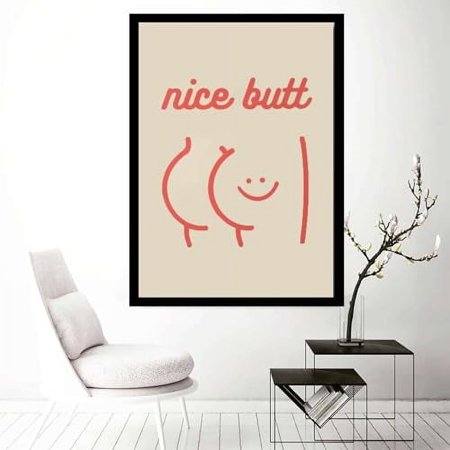 LUCKLYDOUDOU Canvas Painting Poster and Print Pictures Nice Butt Wall Print Funny Toilet Poster Retro Bathroom Wall Decor Picture Art Kitchen and Dining Room Wall Decoration 16x24inch without Frame