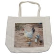 thumbnail image 1 of Hen and Chicks Shopping Bag, Farm Themed Blurred Back Photo with Mother and Animals Print, Eco-Friendly Reusable Bag for Groceries Beach and More, 15.5" X 14.5", Cream, by Ambesonne, 1 of 2