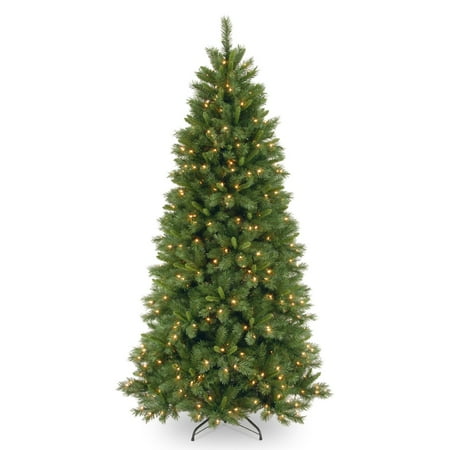 Slim Christmas Tree Lowes National Tree Pre-Lit 7-1/2' Lehigh Valley Pine Slim Hinged Artificial Christmas Tree with 450 Low Voltage Dual LED Lights with 9 Function Footswitch ()