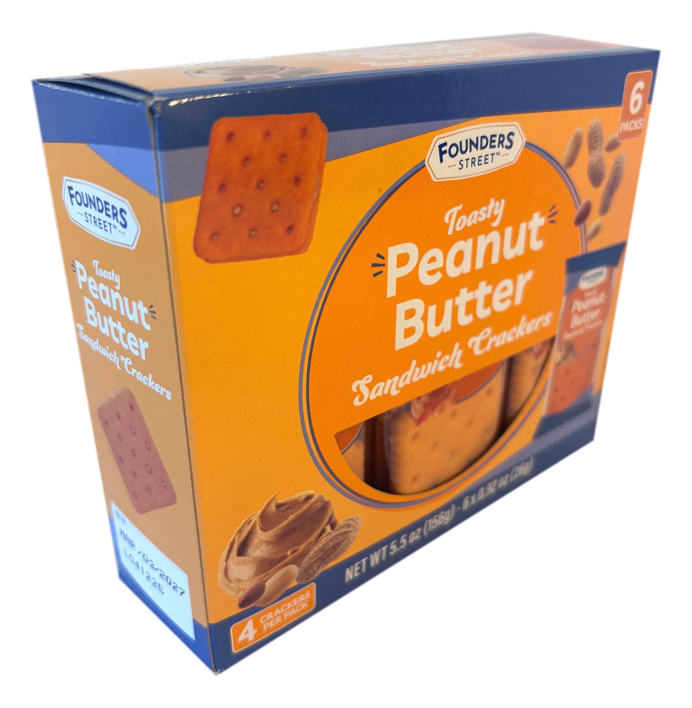 Founders Street Sandwich Crackers, Toasty Peanut Butter, 6 Individually Wrapped Packs, 4 Sandwiches Each