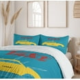 thumbnail image 6 of Ambesonne Retro Duvet Cover Set, Old Cab Grunge Typography, 2-Calking, Petrol Blue and Yellow, 6 of 7
