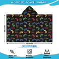thumbnail image 2 of Colorful Games Text Black Pattern Hooded Bath Towel，60"x35" for Ages 3 To 12 Kids, Quick Dry Lightweight Soft Microfiber Hood Beach Towel Cover Up for Kids, 2 of 7