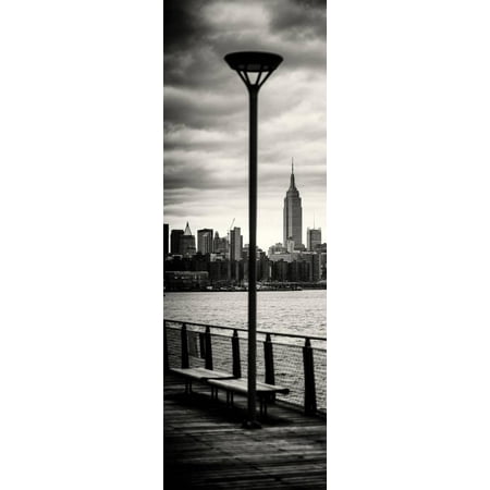 Door Posters - View of Manhattan with the Empire State Building a Jetty in Brooklyn Print Wall Art By Philippe