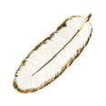 thumbnail image 1 of Graflsoa Elegant Gold-Rimmed Ceramic Feather Tray for Jewelry, Desserts, and Snacks – Large White Decorative Dish, 1 of 7