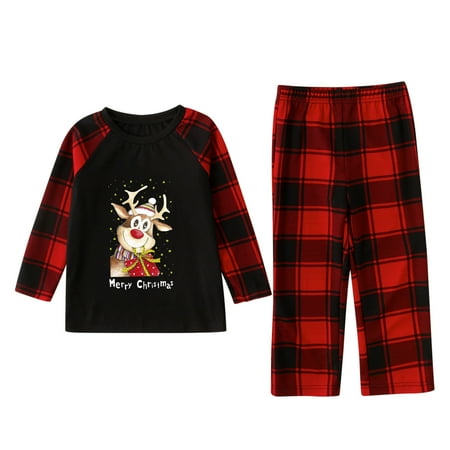 

Mens Clothing Parent-child Attire Christmas Suits Patchwork Plaid Printed Homewear Round Neck Long Sleeve Pajamas Two-piece Kid Sets
