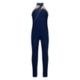 thumbnail image 2 of iiniim Girls Rhinestone Mesh Splice Tank Unitard Full Body One Piece Sleeveless Bodysuit Figure Ice Skating Jumpsuit Navy Blue 6, 2 of 7
