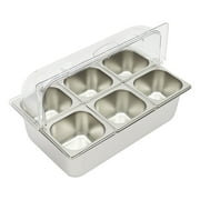 Miumaeov Countertop Food Display Container Ice Food Serving Tray 6 Pans Chilled Buffet Condiment Dispenser Appetizer Spice Fruit Cold Serving