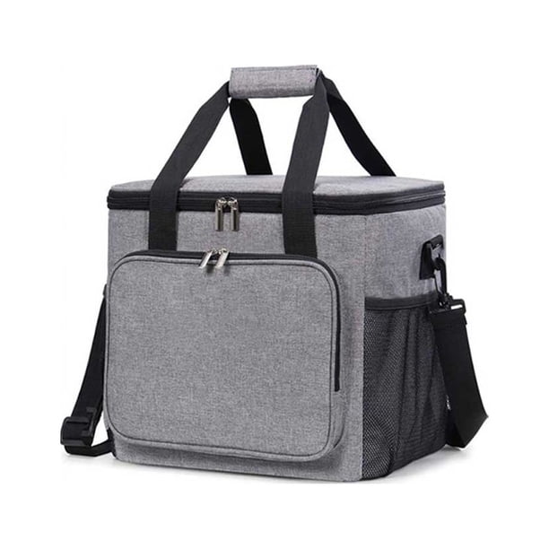 Cateissary Bolsa de almuerzo con cremallera, tela Oxford, aislamiento, bolsas enfriadoras de alimentos, aislado, fresco, mantener, Picnic, Almacenamiento y organización del hogar Gris