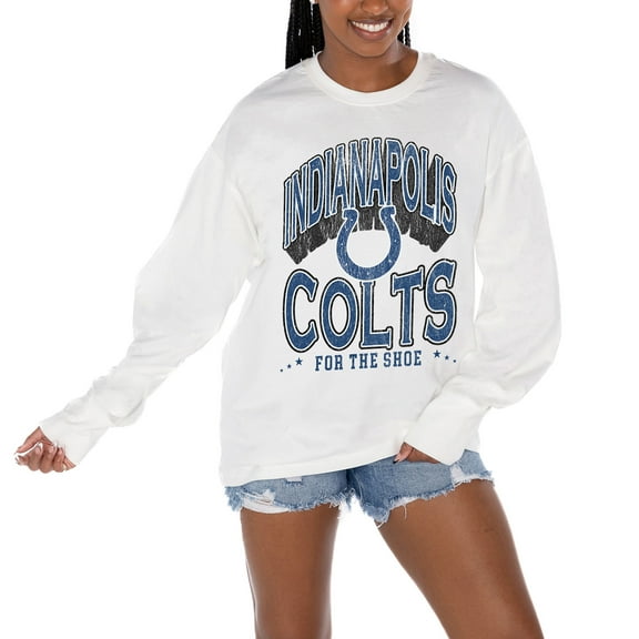 Women's Gameday Couture White Indianapolis Colts Time Out Oversized Long Sleeve T-Shirt