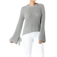 thumbnail image 2 of Yemak Women's Long Bell Sleeve with Bow Ties Waffle Knit Sweater Pullover MK8214-BLS-L-BD, 2 of 4
