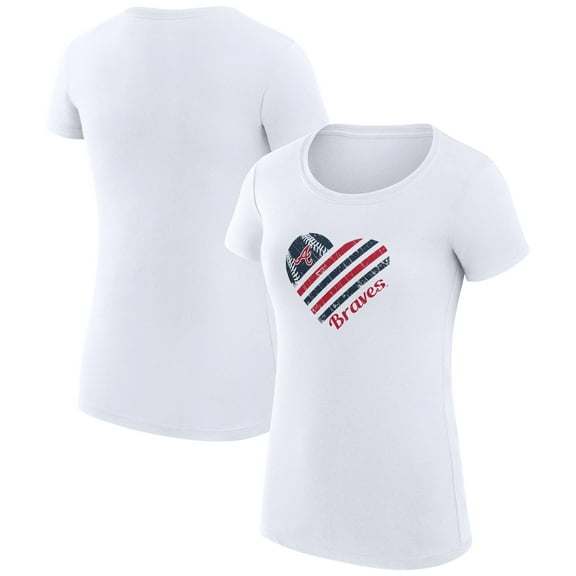 Women's G-III 4Her by Carl Banks White Atlanta Braves Super-Slim Fit Lightweight Heart Graphic T-Shirt