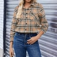 thumbnail image 4 of Dweltoz Women's Plaid Flannel Shirt Soft Long Sleeve Lightweight Casual Button Down Jacket with Pockets 2026 Fall Fashion Blouses,Yellow 2XL, 4 of 5