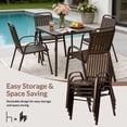 thumbnail image 3 of 5 Piece Outdoor Dining Set, Patio Furniture Set with 4 Armrest Chairs and Steel Slat Table, All-Weather Conversation Set for Patio, Backyard, Deck, Poolside - Brown, 3 of 7