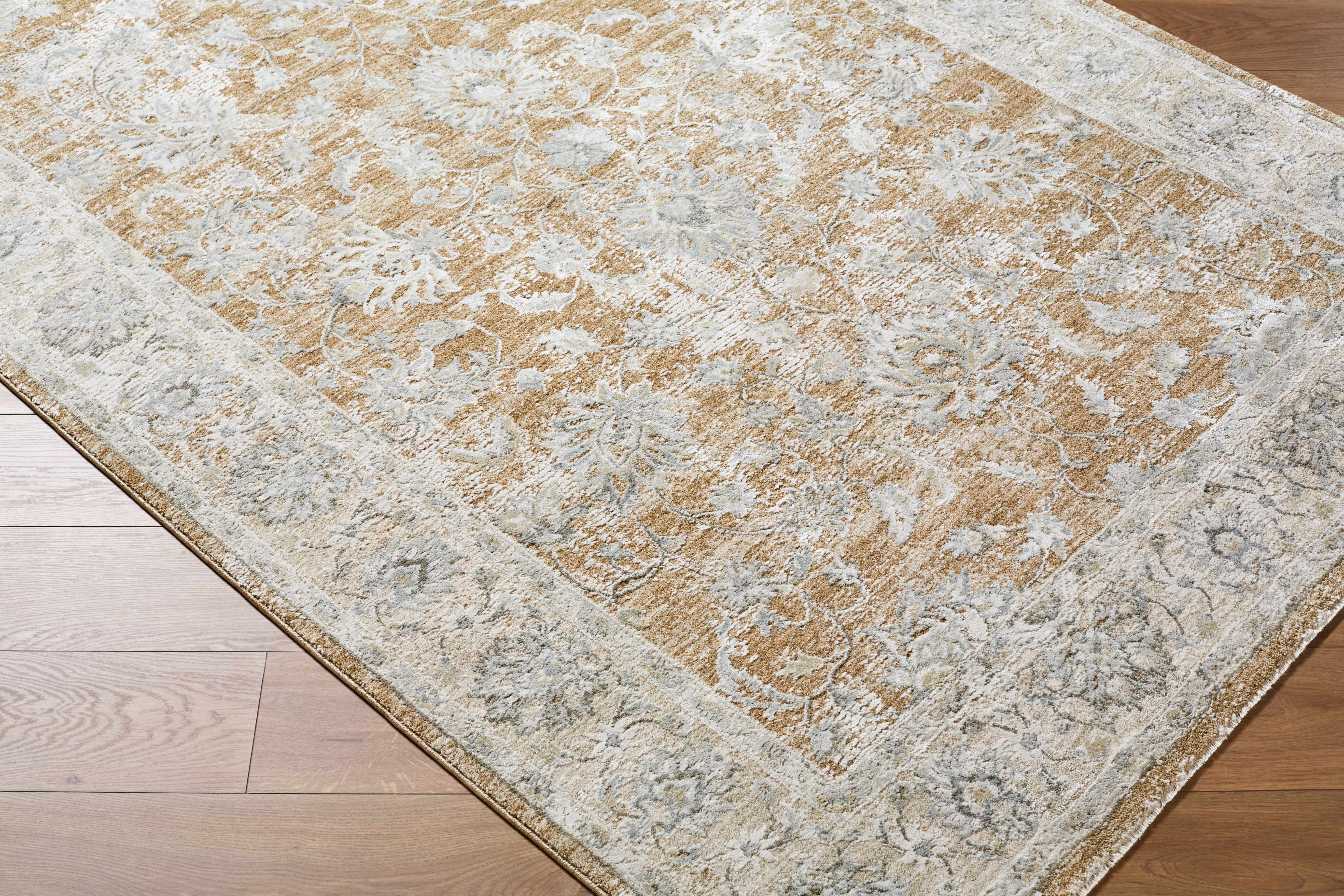 Hauteloom Claydon Living Room, Bedroom Area Rug - Bordered Oushak Style Traditional Floral - Brown, Gray - 5' x 7'5"
