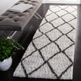 thumbnail image 3 of SAFAVIEH Berber Irving Abstract Polyester Shag Area Rug, Ivory/Grey, 9' x 12', 3 of 8