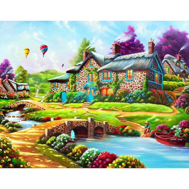 Diamond Painting (DE1858) Kit 5D House By Bridge Imagen Cuadrada Artesanía 30x40cm Hugtrwg Para estrenar